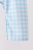 Blue Candy Cane Embroidery Gingham JonJon - Aaria Tees Aaria Tees