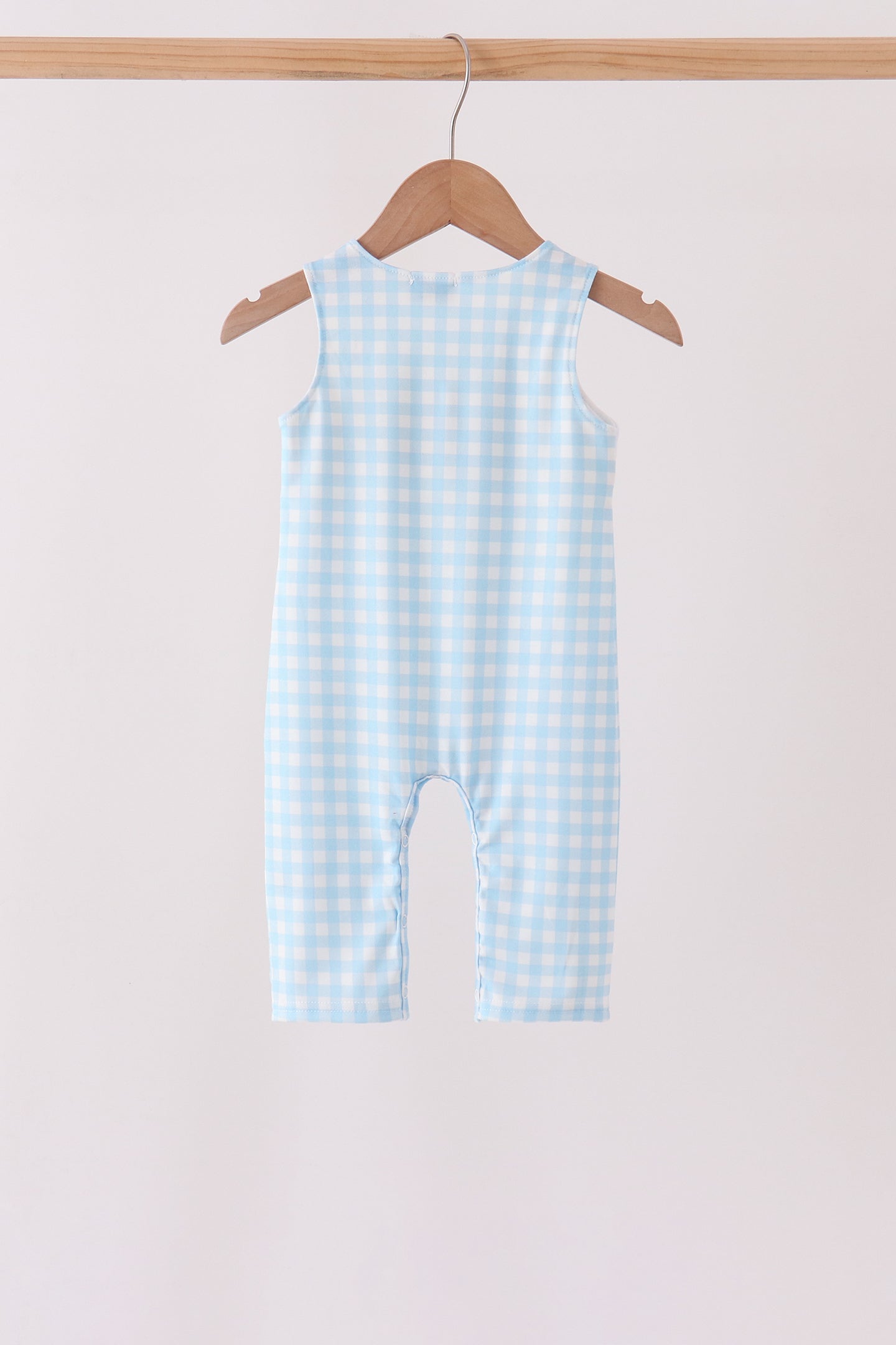 Blue Candy Cane Embroidery Gingham JonJon - Aaria Tees Aaria Tees