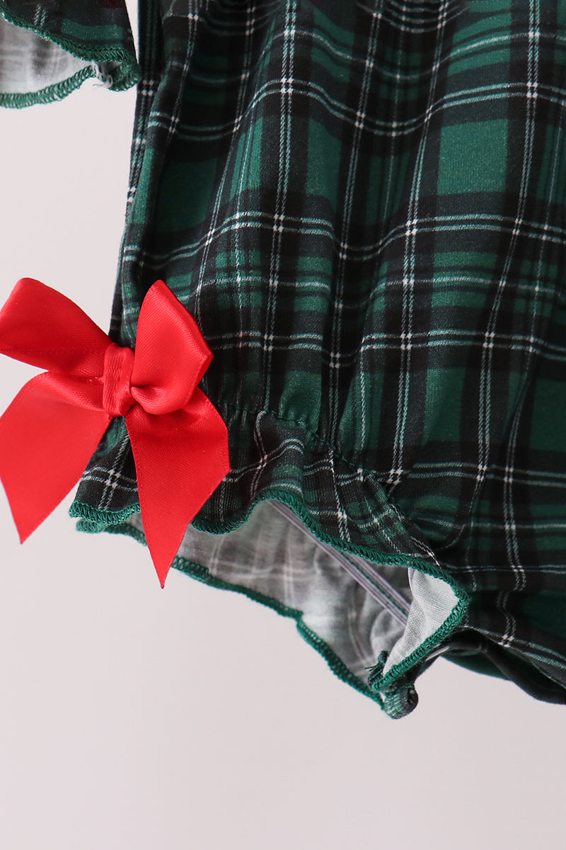 Forest Plaid Smocked Bow Bubble - Aaria Tees Aaria Tees