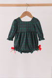 Forest Plaid Smocked Bow Bubble - Aaria Tees Aaria Tees