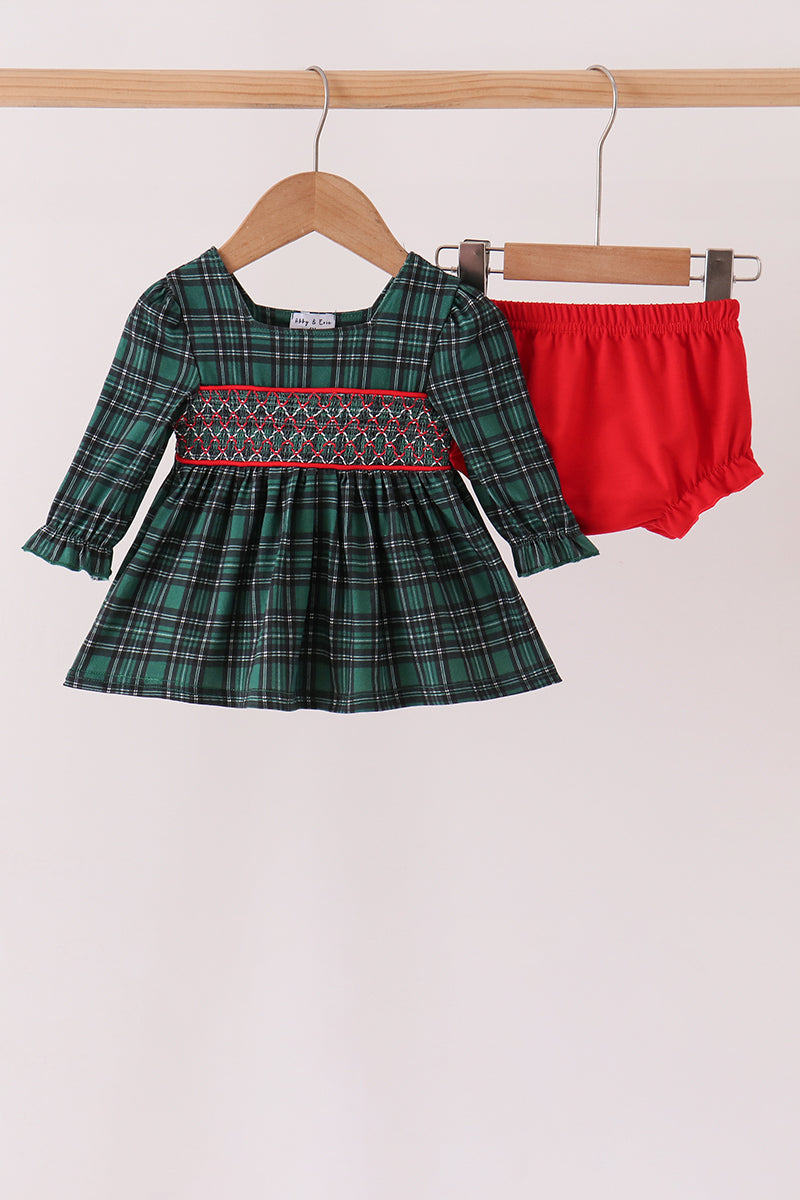 Forest Plaid Smocked Bloomer Set - Aaria Tees Aaria Tees