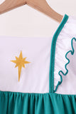 Forest Nativity Embroidery Ruffle Dress - Aaria Tees Aaria Tees