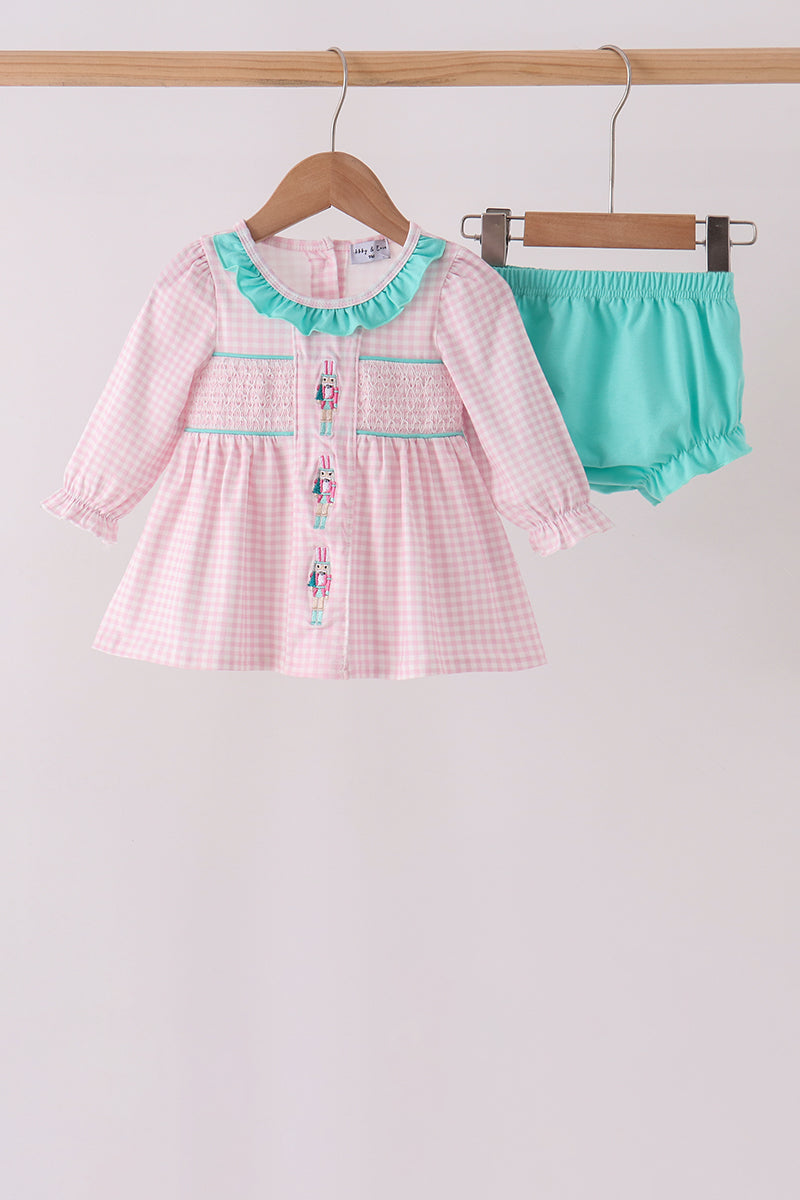 Pink Nutcracker Smocked Ruffle Bloomer Set - Aaria Tees Aaria Tees