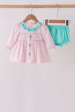 Pink Nutcracker Smocked Ruffle Bloomer Set - Aaria Tees Aaria Tees