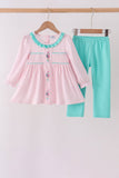 Pink Nutcracker Smocked Ruffle Pants Set - Aaria Tees Aaria Tees