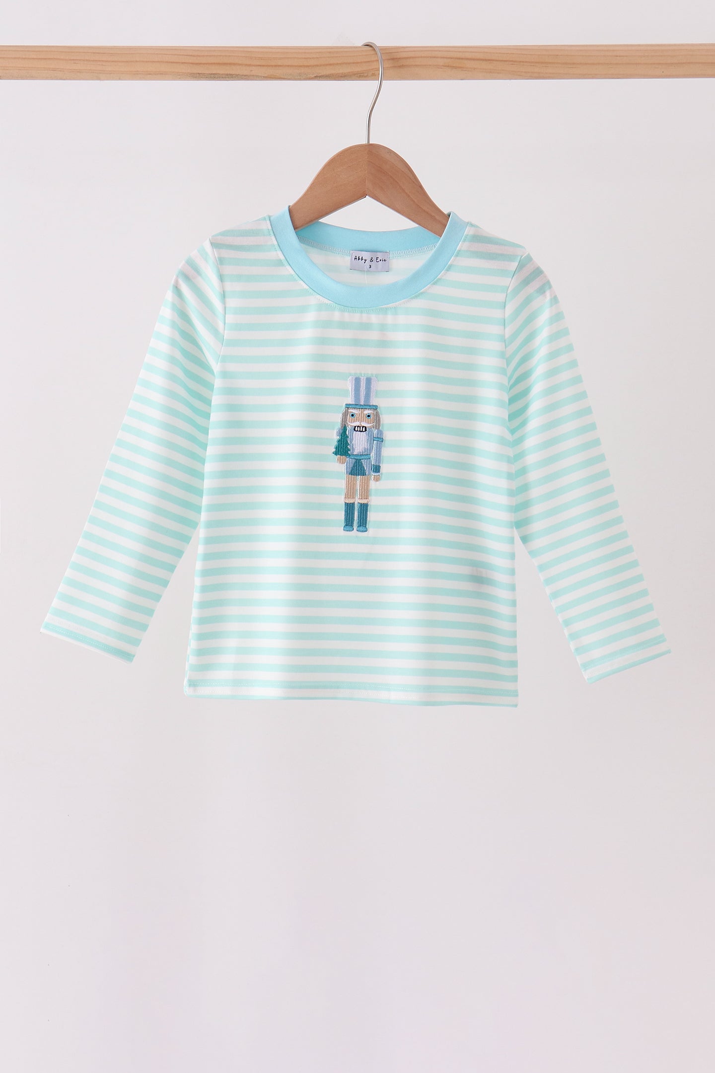 Mint Nutcracker Embroidery Stripe Top - Aaria Tees Aaria Tees