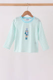Mint Nutcracker Embroidery Stripe Top - Aaria Tees Aaria Tees