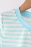 Mint Nutcracker Embroidery Stripe Top - Aaria Tees Aaria Tees