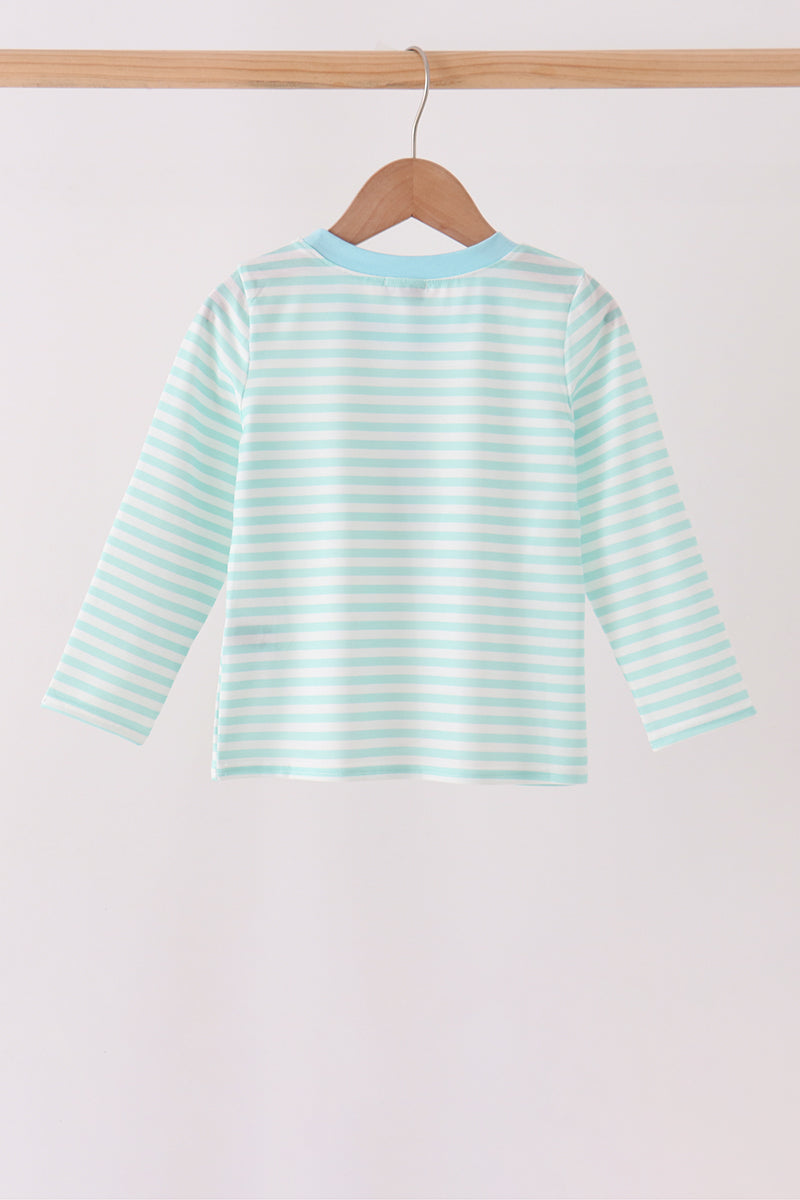 Mint Nutcracker Embroidery Stripe Top - Aaria Tees Aaria Tees