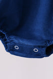 Blue corduroy Nativity Embroidery Bubble - Aaria Tees Aaria Tees