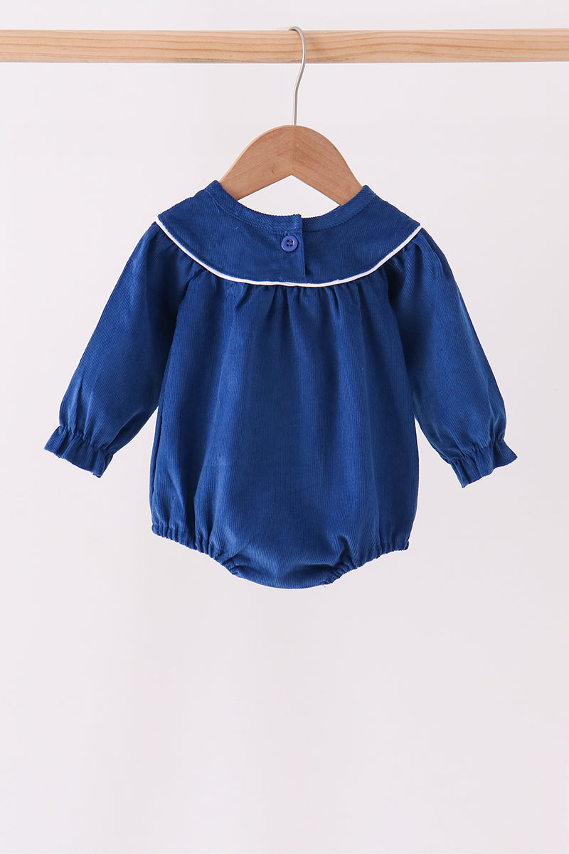 Blue corduroy Nativity Embroidery Bubble - Aaria Tees Aaria Tees