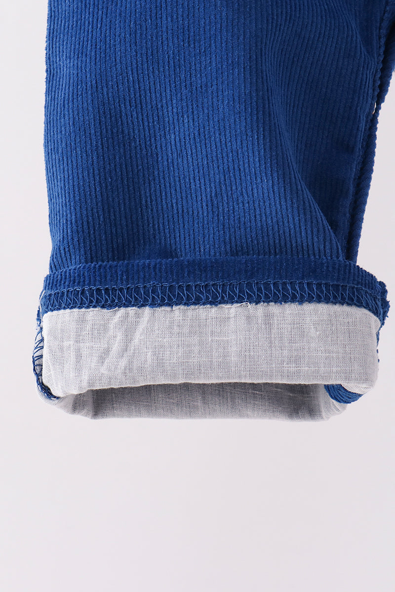 Blue corduroy Nativity Embroidery Jon Jon - Aaria Tees Aaria Tees