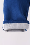 Blue corduroy Nativity Embroidery Jon Jon - Aaria Tees Aaria Tees
