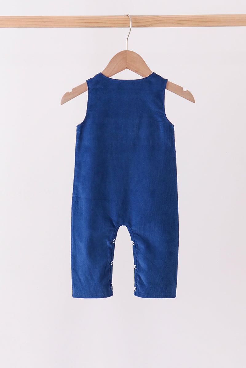 Blue corduroy Nativity Embroidery Jon Jon - Aaria Tees Aaria Tees