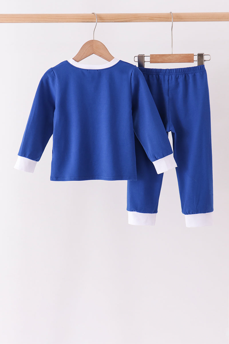 Blue Nativity Embroidery Pants Set - Aaria Tees Aaria Tees