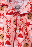 Pink Candy Cane Bow Ruffle Bamboo Mom&me Pajama Set - Aaria Tees Aaria Tees