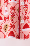 Pink Candy Cane Bow Ruffle Bamboo Mom&me Pajama Set - Aaria Tees Aaria Tees