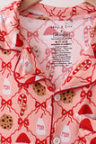 Pink Candy Cane Bow Ruffle Bamboo Mom&me Pajama Set - Aaria Tees Aaria Tees