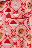 Pink Candy Cane Bow Ruffle Bamboo Mom&me Pajama Set - Aaria Tees Aaria Tees