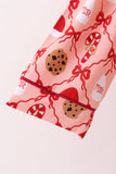 Pink Candy Cane Bow Ruffle Bamboo Mom&me Pajama Set - Aaria Tees Aaria Tees