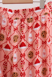 Pink Candy Cane Bow Ruffle Bamboo Mom&me Pajama Set - Aaria Tees Aaria Tees