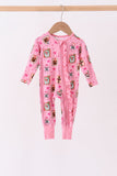 Pink Snowman Ruffle Bamboo Romper - Aaria Tees Aaria Tees