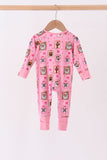 Pink Snowman Ruffle Bamboo Romper - Aaria Tees Aaria Tees