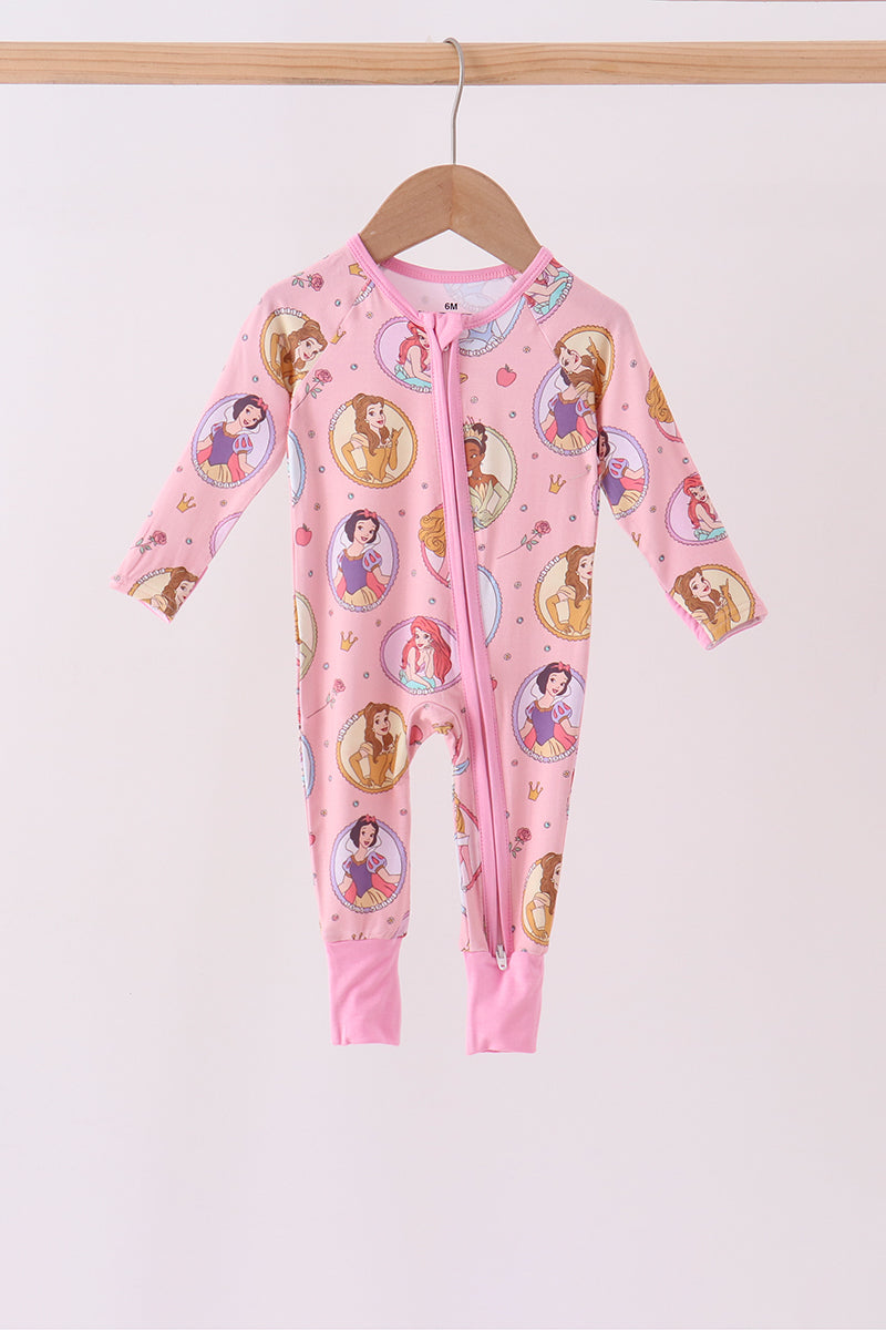 Pink Princess Zipper Bamboo Romper - Aaria Tees