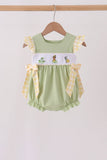 Green Princess Frog Embroidery Ruffle Bubble - Aaria Tees Aaria Tees