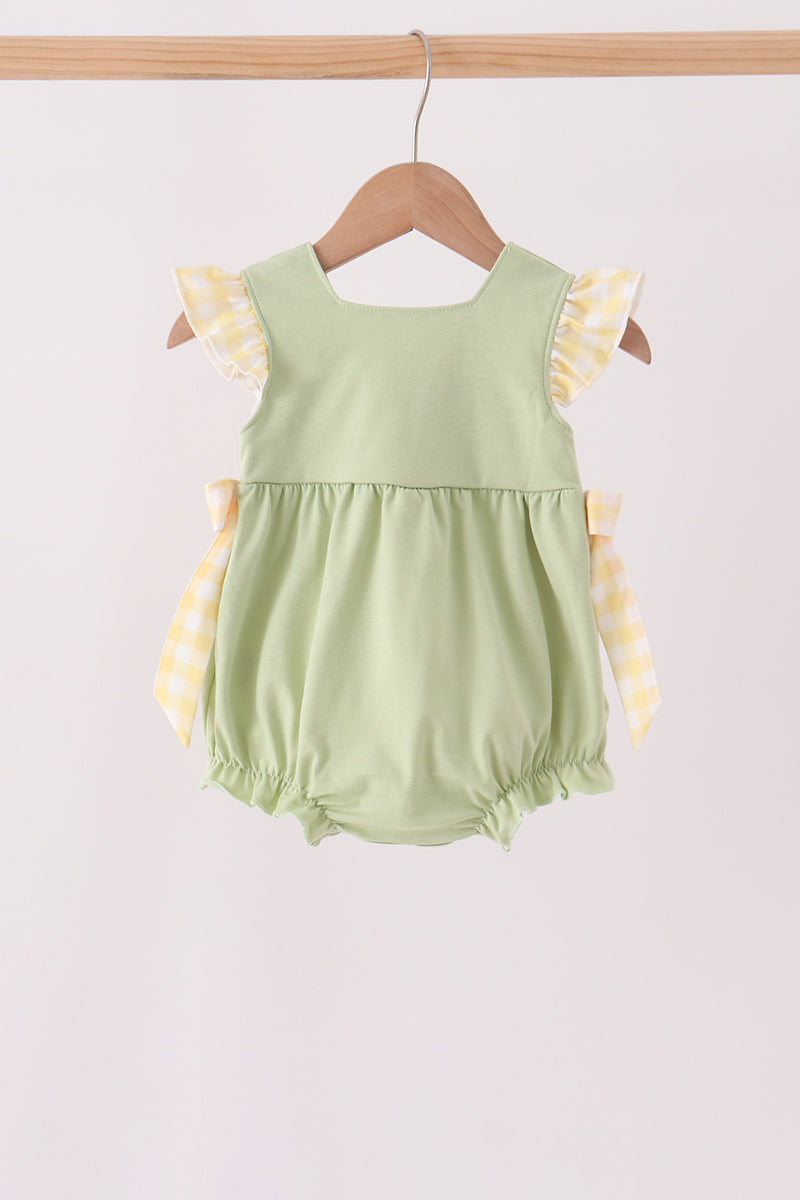 Green Princess Frog Embroidery Ruffle Bubble - Aaria Tees Aaria Tees