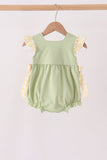 Green Princess Frog Embroidery Ruffle Bubble - Aaria Tees Aaria Tees