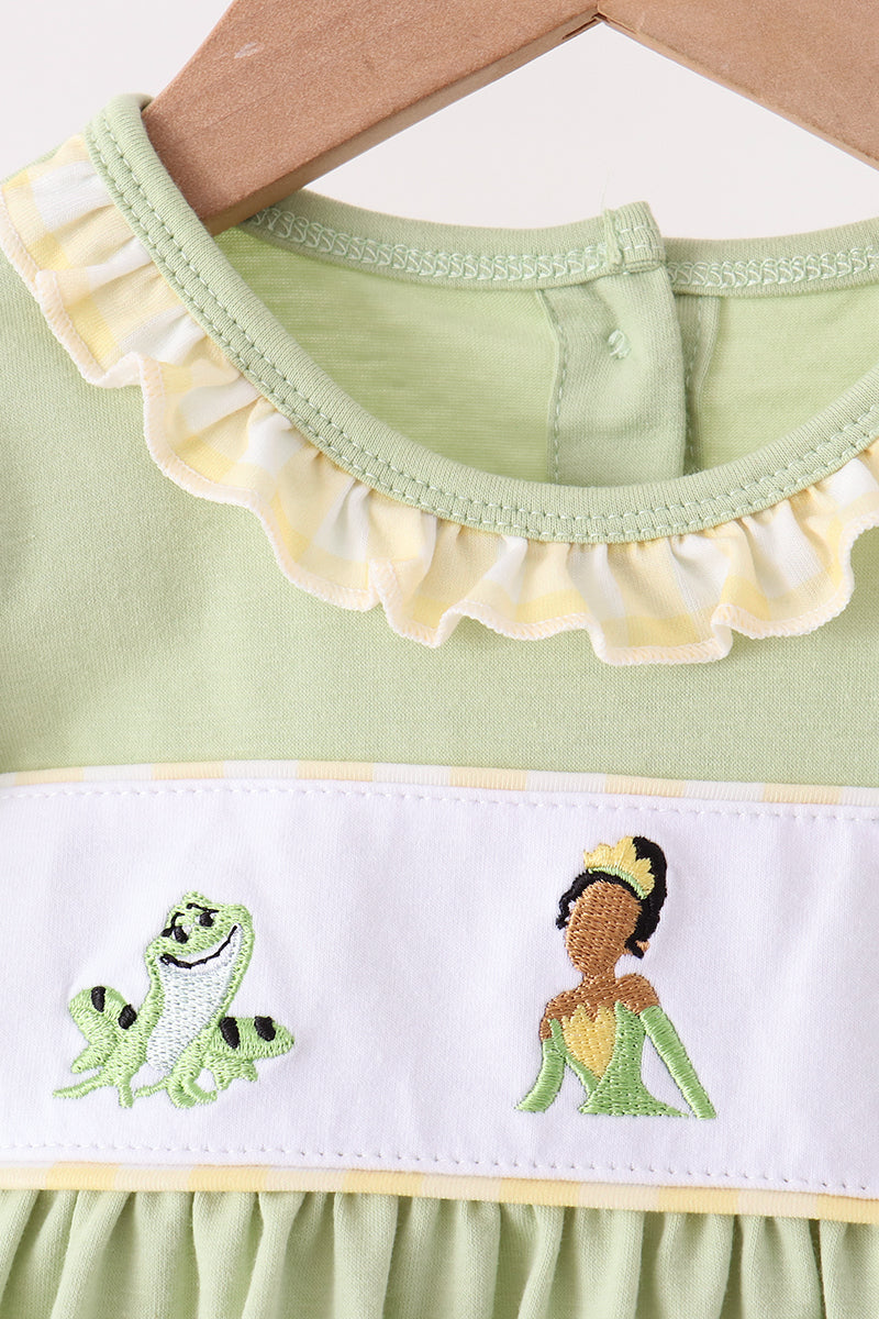 Green Princess Frog Embroidery Ruffle Bloomer Set - Aaria Tees Aaria Tees