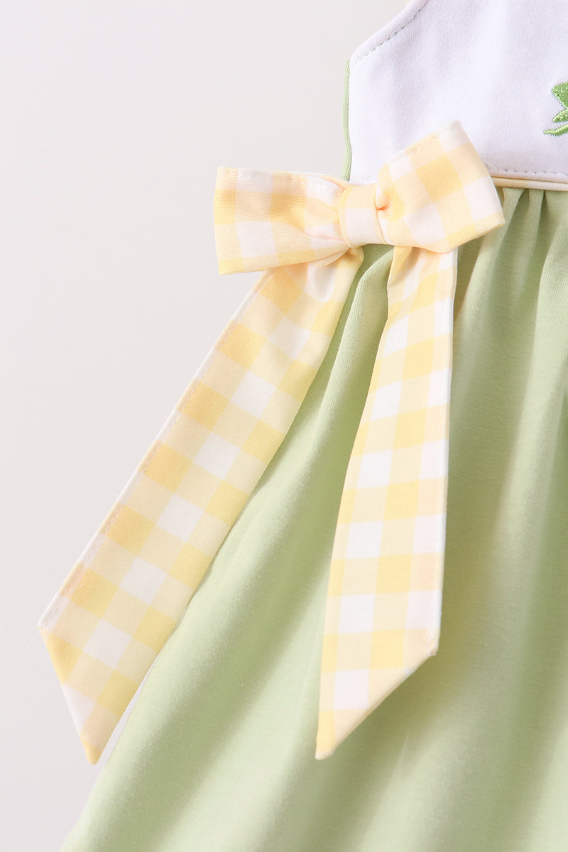 Green Princess Frog Embroidery Ruffle Dress - Aaria Tees Aaria Tees