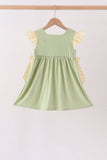 Green Princess Frog Embroidery Ruffle Dress - Aaria Tees Aaria Tees