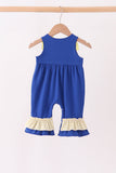 Royal Blue Character Embroidery Ruffle Romper - Aaria Tees Aaria Tees