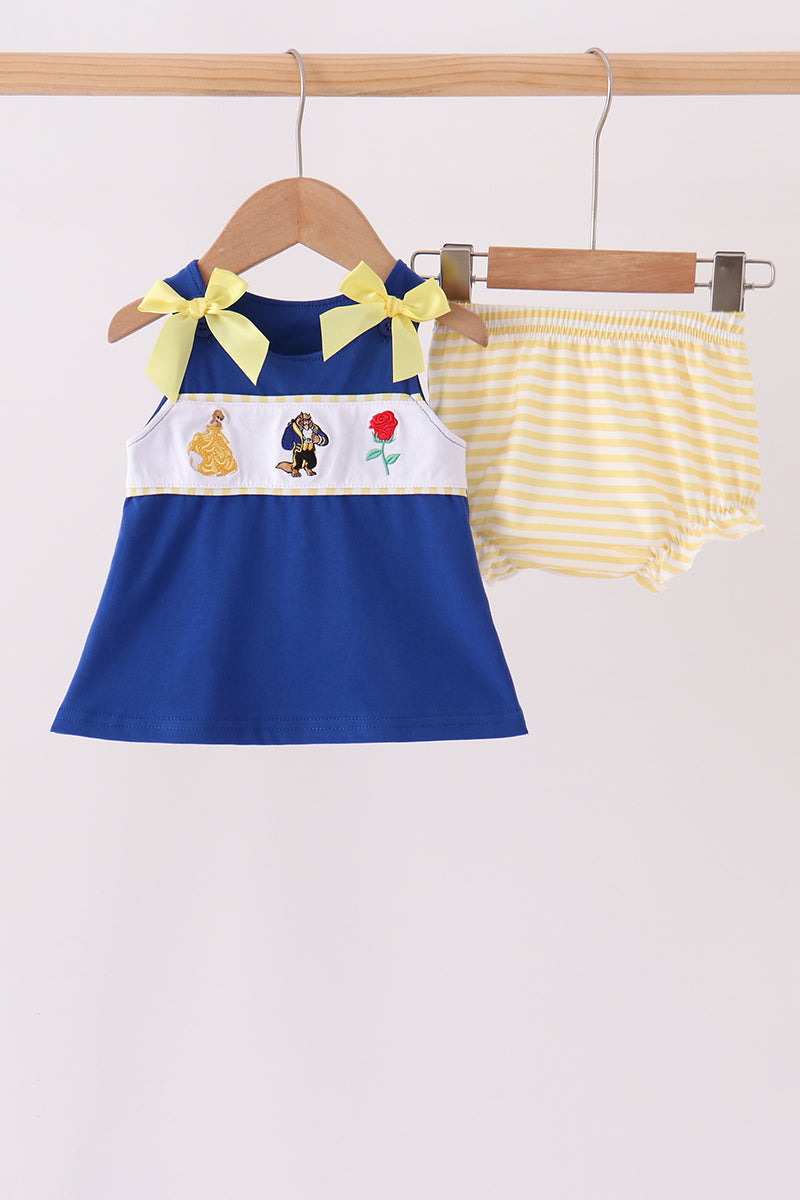 Royal Blue Character Embroidery Bloomer Set - Aaria Tees Aaria Tees
