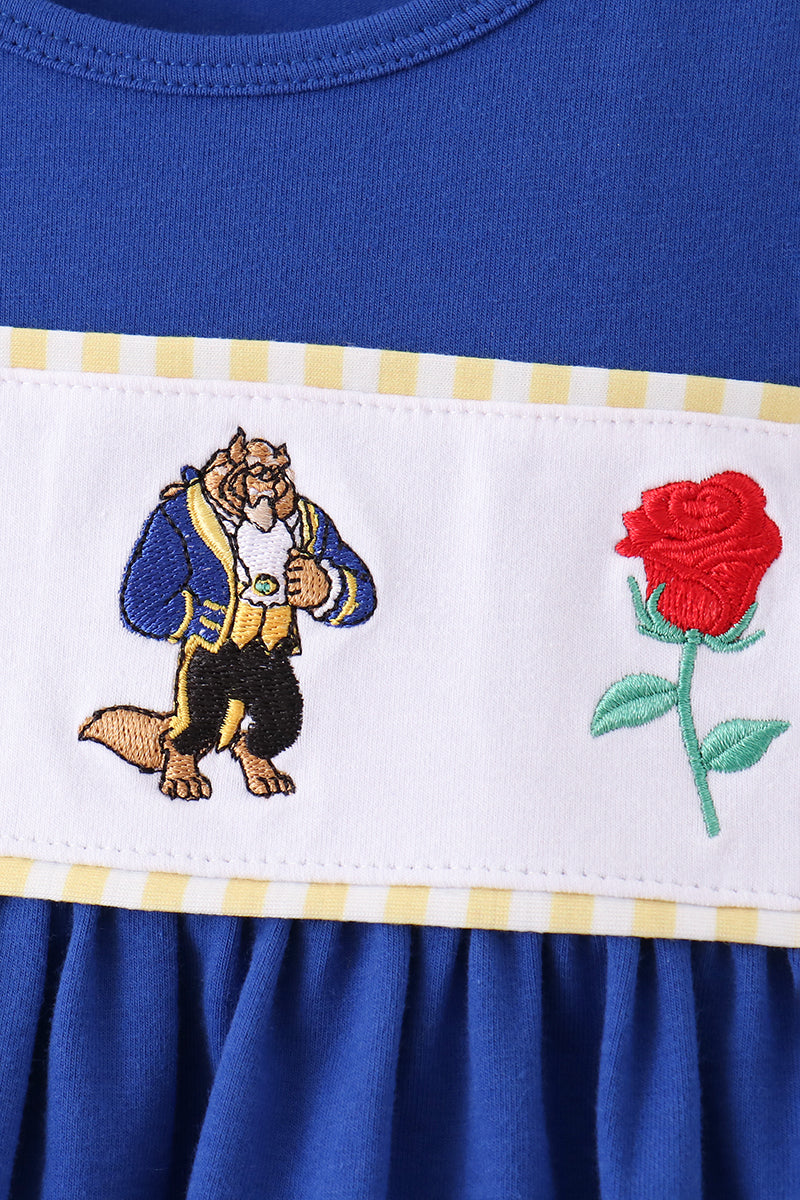 Royal Blue Character Embroidery Ruffle Pants - Aaria Tees Aaria Tees