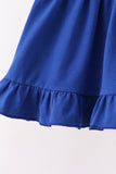 Royal Blue Character Embroidery Ruffle Pants - Aaria Tees Aaria Tees