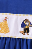 Royal Blue Character Embroidery Ruffle Dress - Aaria Tees Aaria Tees
