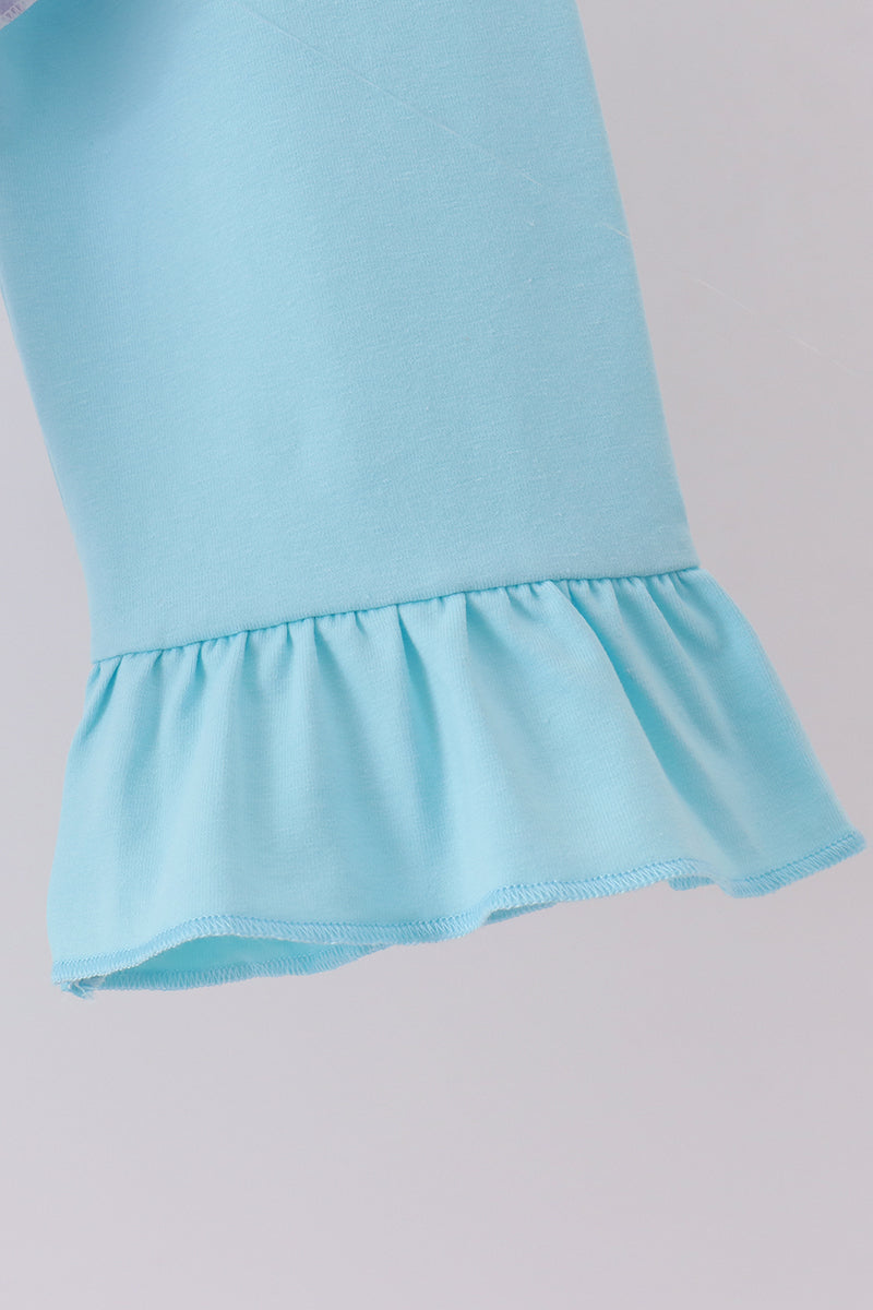 Purple Stripe Frozen Embroidery Ruffle Pants Set - Aaria Tees Aaria Tees