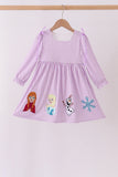 Purple Stripe Frozen Embroidery Dress - Aaria Tees Aaria Tees