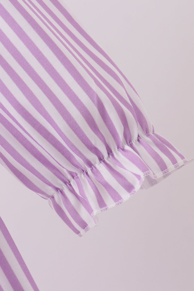 Purple Stripe Frozen Embroidery Dress - Aaria Tees Aaria Tees