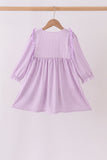 Purple Stripe Frozen Embroidery Dress - Aaria Tees Aaria Tees