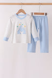 Blue Castle Applique Stripe Pants Set - Aaria Tees Aaria Tees
