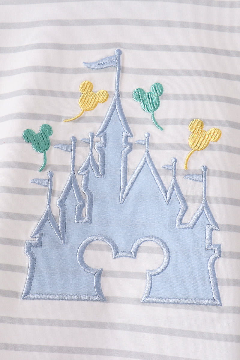 Blue Castle Applique Stripe Pants Set - Aaria Tees Aaria Tees