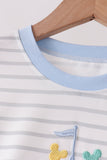 Blue Castle Applique Stripe Pants Set - Aaria Tees Aaria Tees