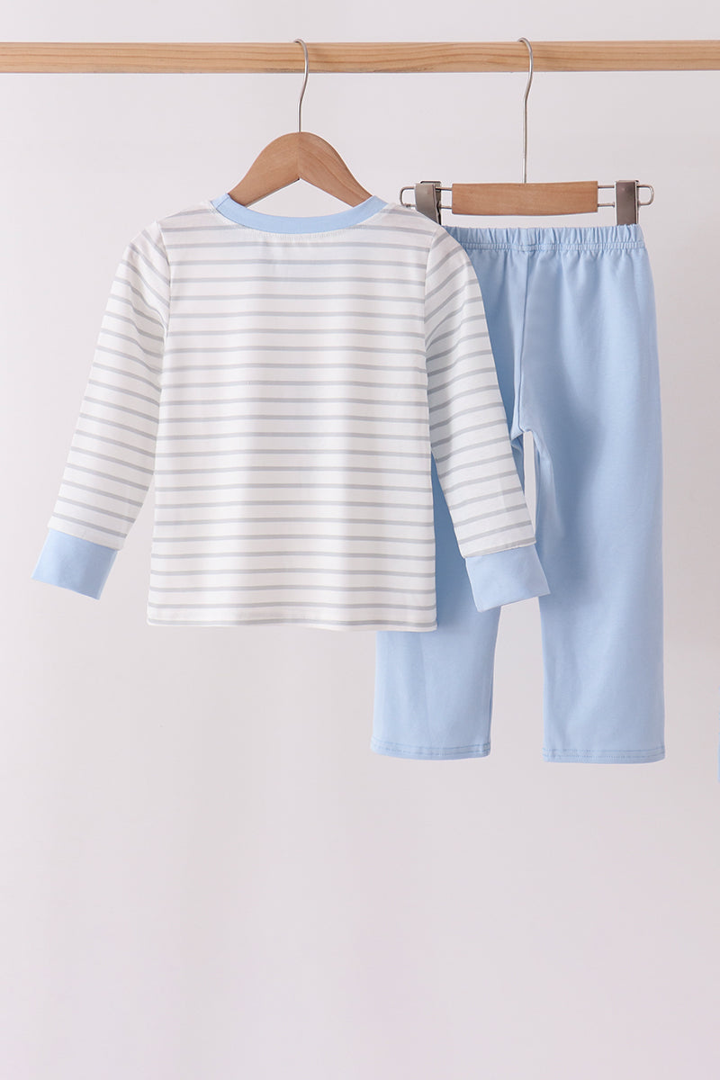 Blue Castle Applique Stripe Pants Set - Aaria Tees Aaria Tees
