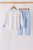 Blue Castle Applique Stripe Pants Set - Aaria Tees Aaria Tees