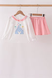 Pink Castle Applique Ruffle Skorts Set - Aaria Tees Aaria Tees
