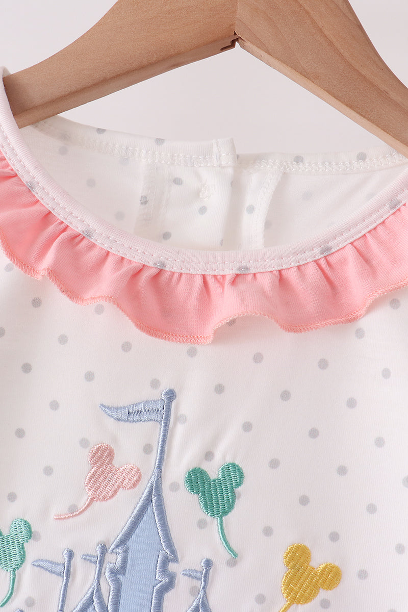 Pink Castle Applique Ruffle Skorts Set - Aaria Tees Aaria Tees